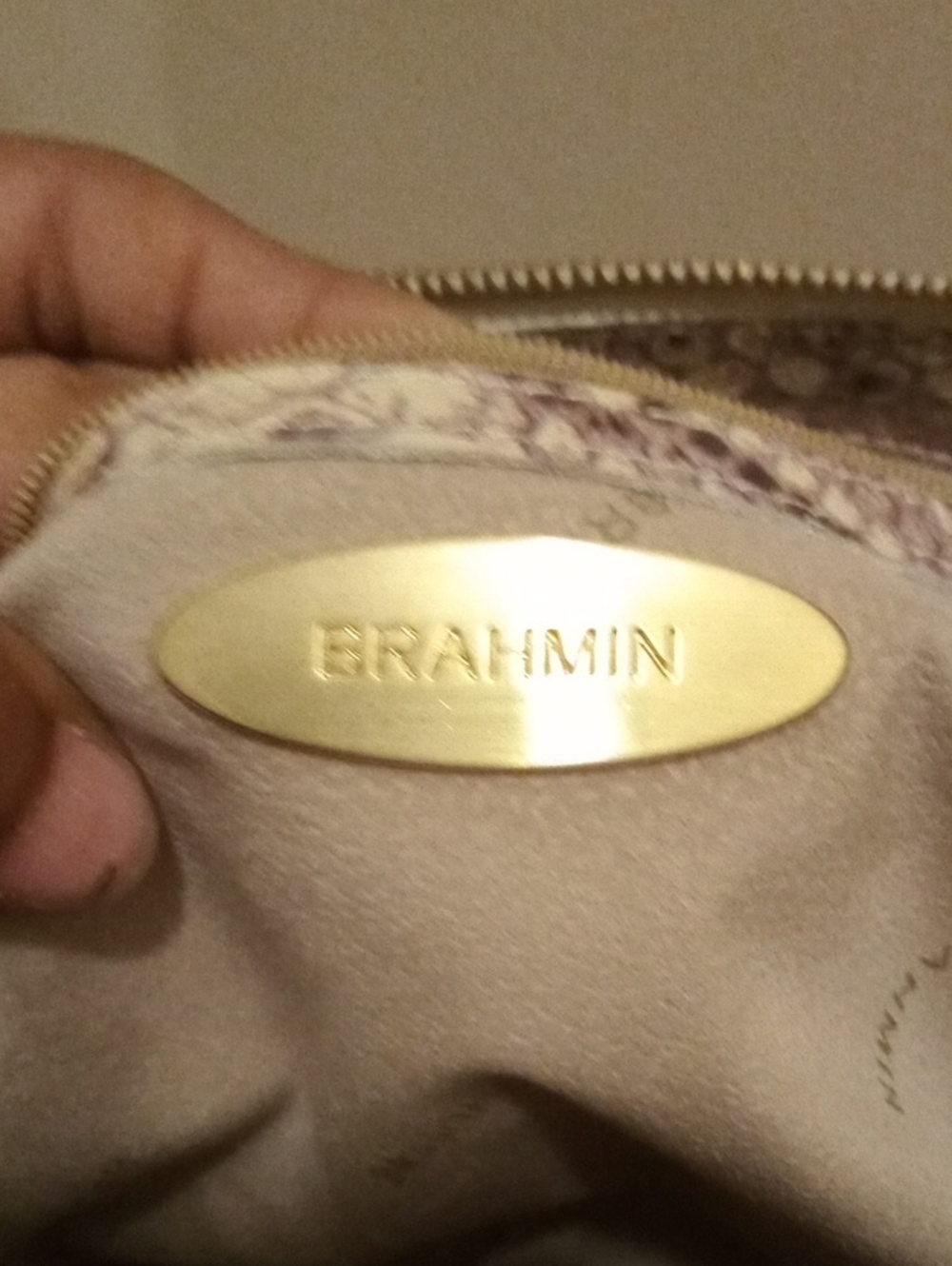 Brahmin Vintage Leather Satchel.Brown And Cream Snakeprint - Picture 11 of 15
